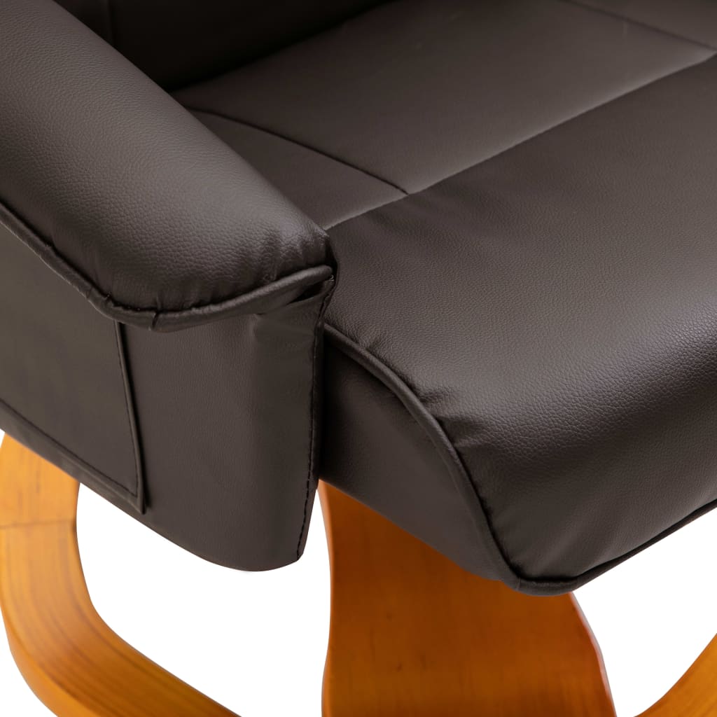 Swivel TV Armchair with Foot Stool Brown Faux Leather