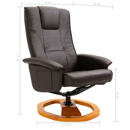 Swivel TV Armchair with Foot Stool Brown Faux Leather