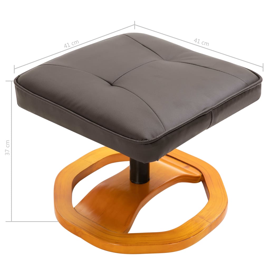 Swivel TV Armchair with Foot Stool Brown Faux Leather