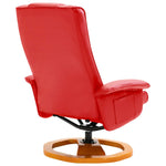 Swivel TV Armchair with Foot Stool Red Leather