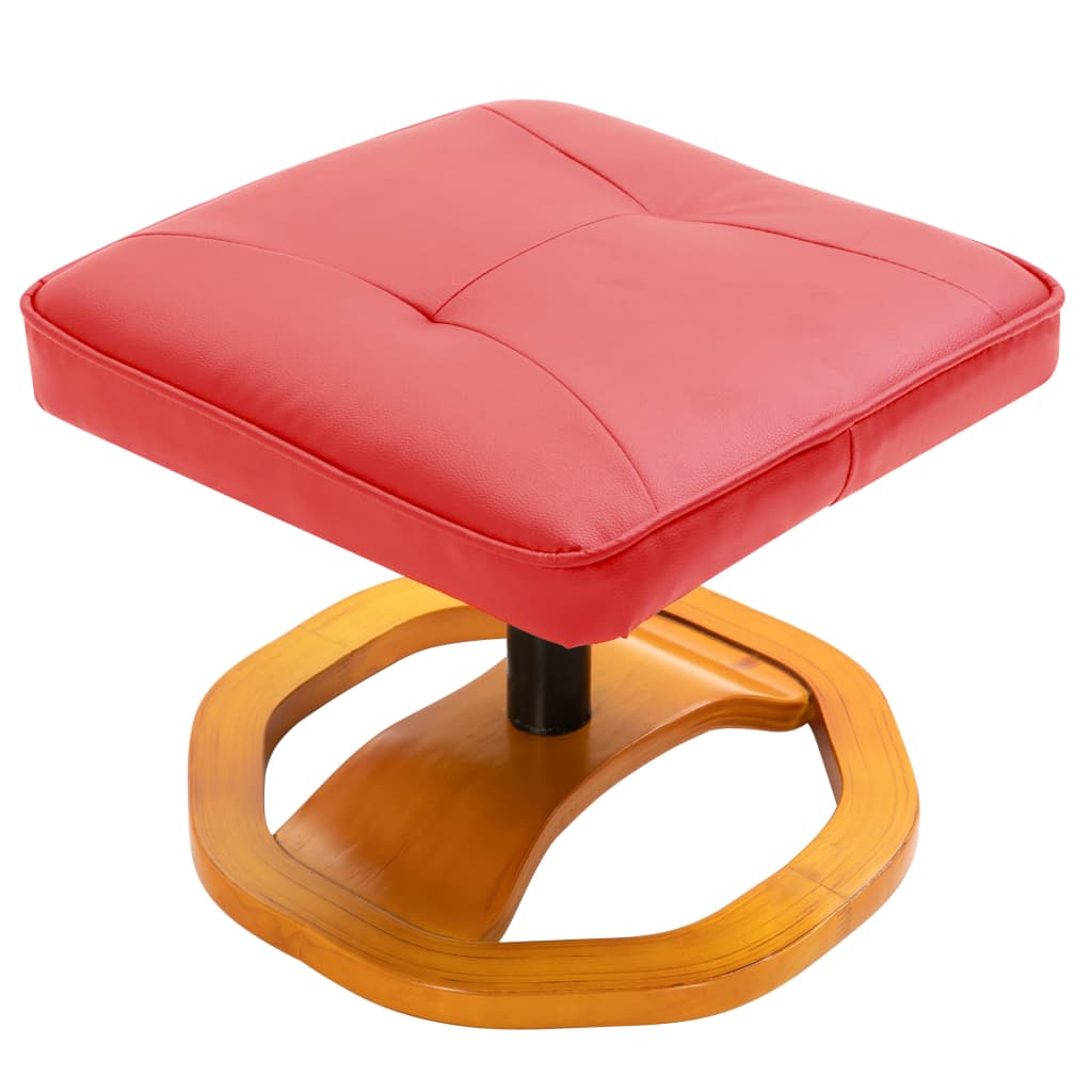 Swivel TV Armchair with Foot Stool Red Faux Leather