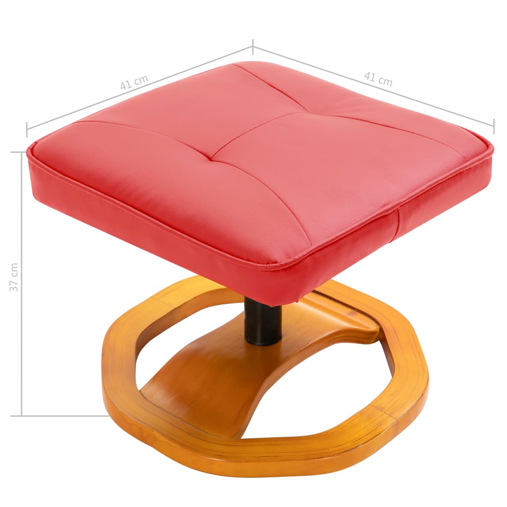 Swivel TV Armchair with Foot Stool Red Faux Leather