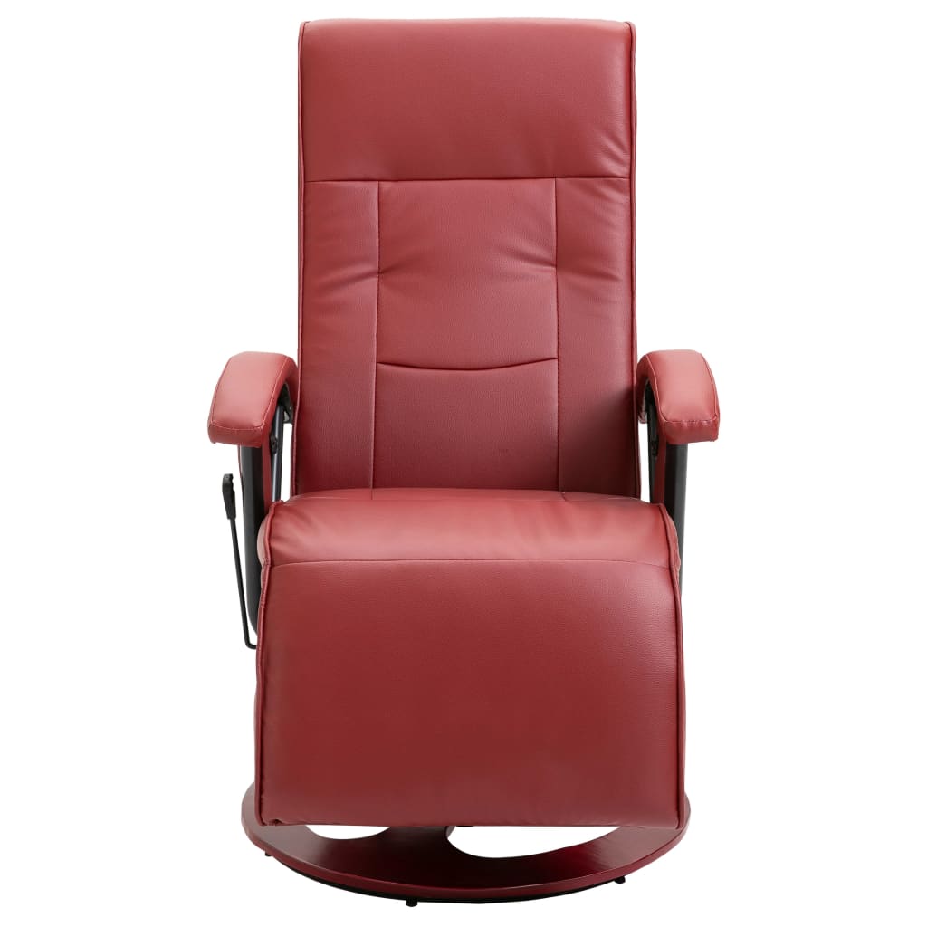Swivel TV Armchair Wine Red Faux Leather