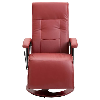 Swivel TV Armchair Wine Red Faux Leather