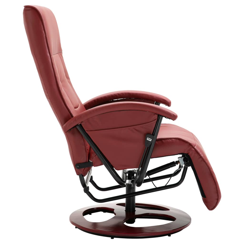 Swivel TV Armchair Wine Red Faux Leather