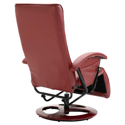 Swivel TV Armchair Wine Red Faux Leather