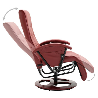 Swivel TV Armchair Wine Red Faux Leather
