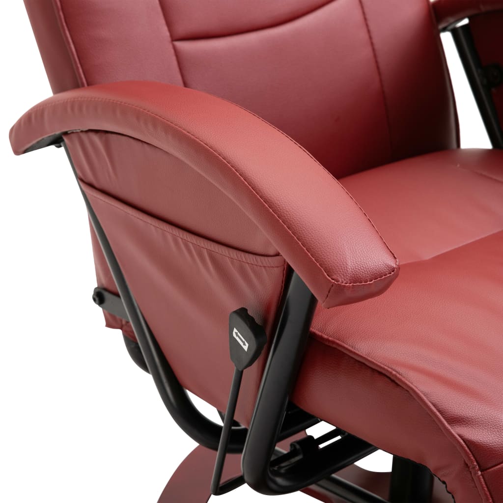Swivel TV Armchair Wine Red Faux Leather