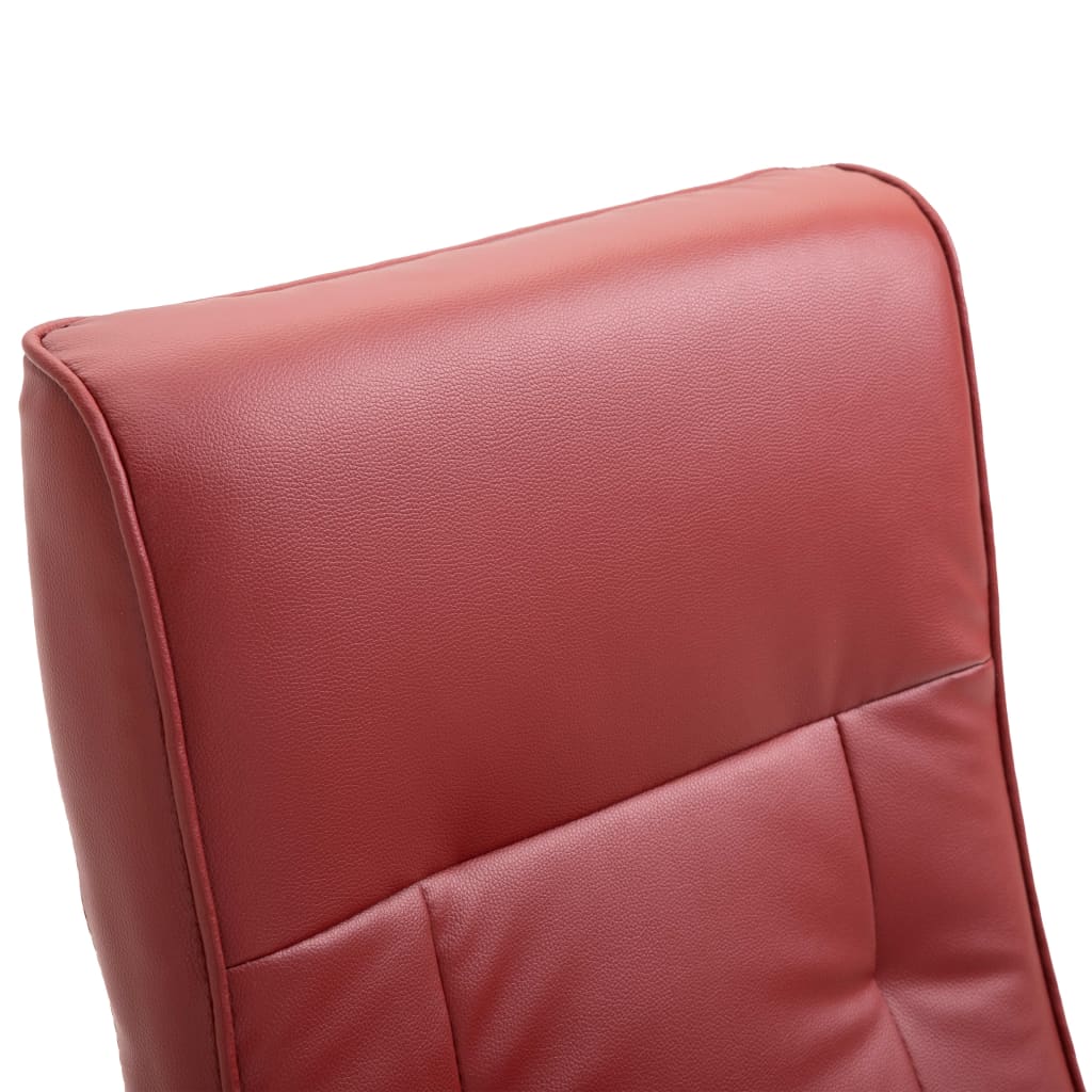 Swivel TV Armchair Wine Red Faux Leather