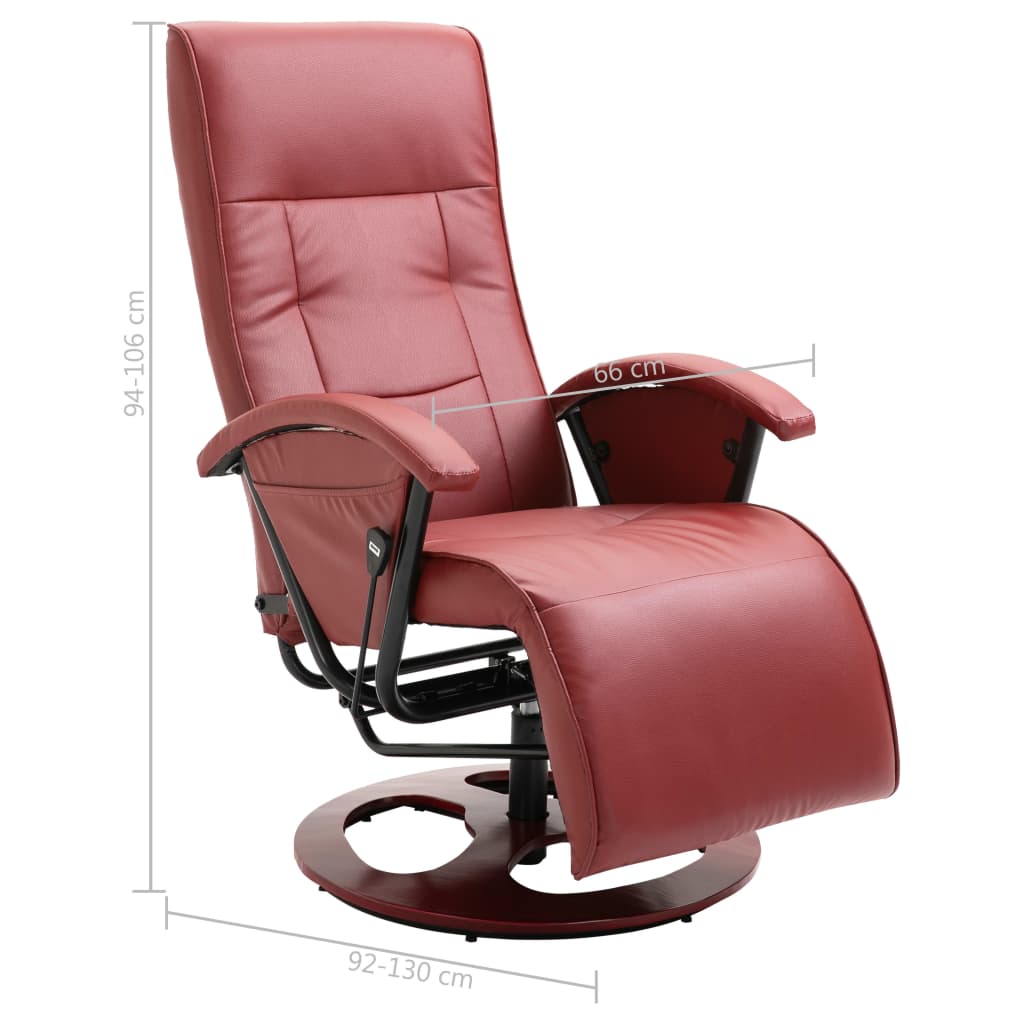 Swivel TV Armchair Wine Red Faux Leather