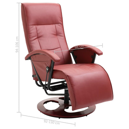 Swivel TV Armchair Wine Red Faux Leather