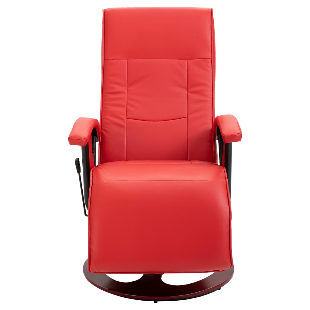 Swivel TV Armchair Red Faux Leather