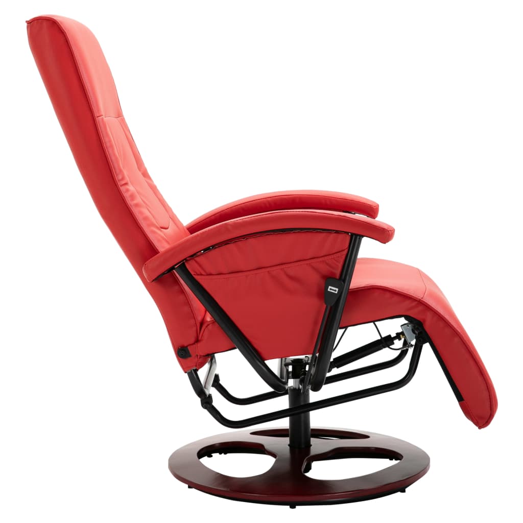 Swivel TV Armchair Red Faux Leather