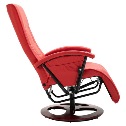Swivel TV Armchair Red Faux Leather