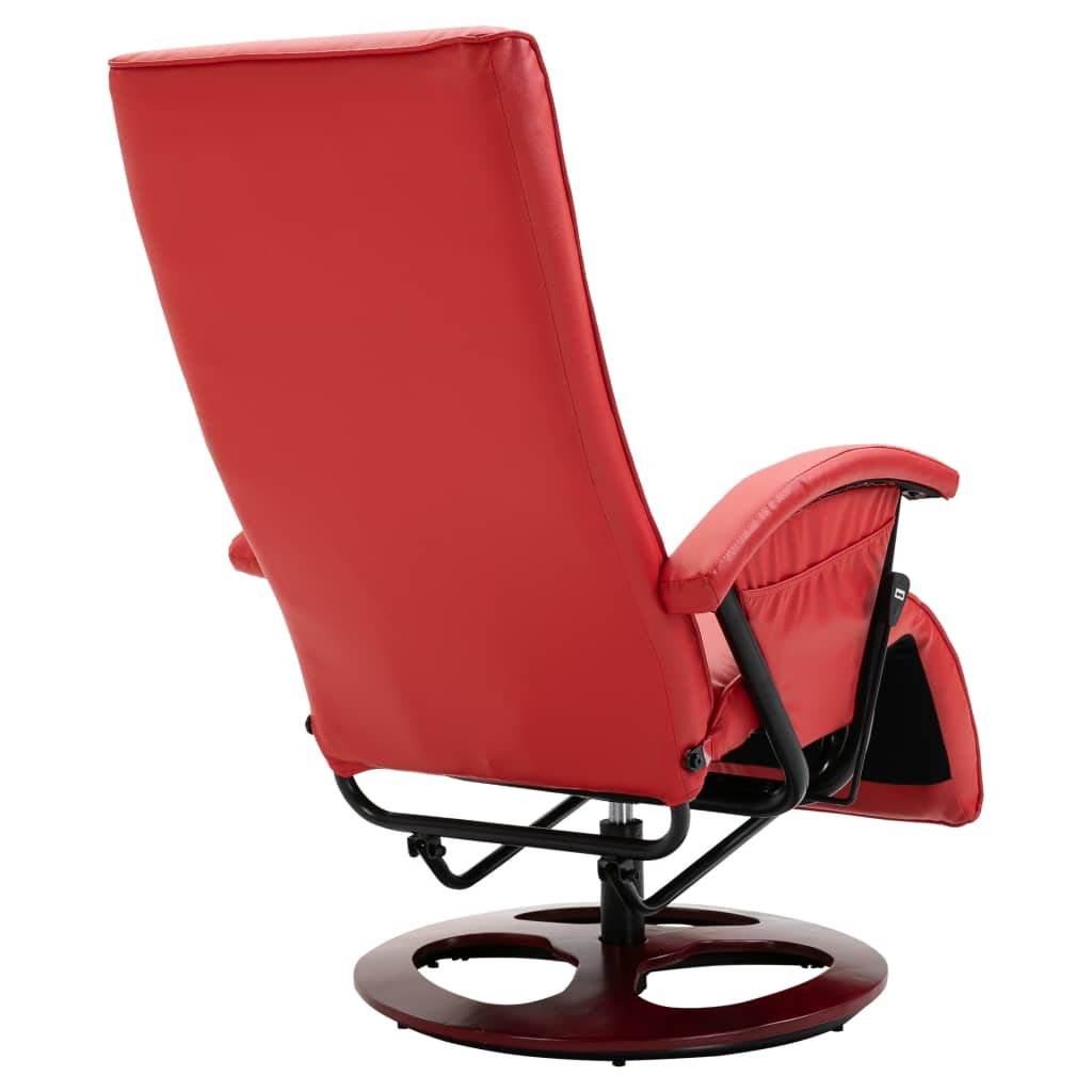 Swivel TV Armchair Red Faux Leather