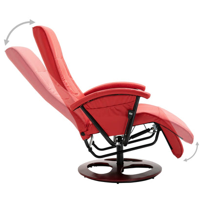 Swivel TV Armchair Red Faux Leather