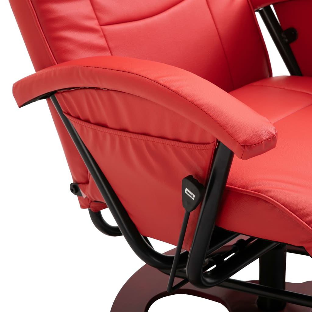 Swivel TV Armchair Red Faux Leather