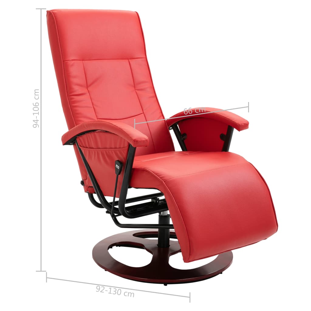 Swivel TV Armchair Red Faux Leather
