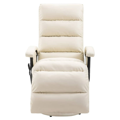 TV Massage Recliner Cream White Faux Leather