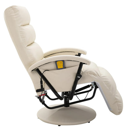 TV Massage Recliner Cream White Faux Leather
