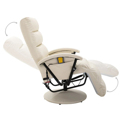 TV Massage Recliner Cream White Faux Leather