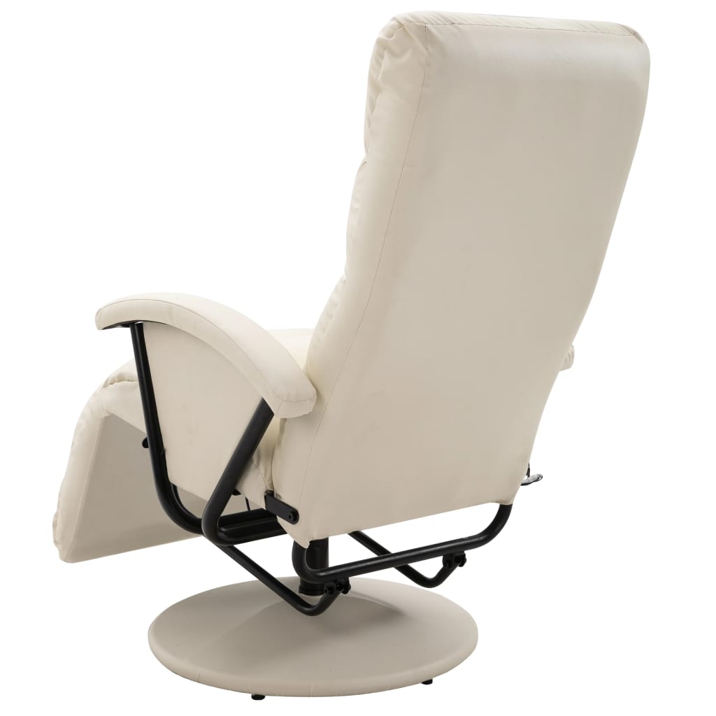 TV Massage Recliner Cream White Faux Leather