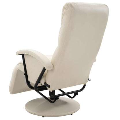 TV Massage Recliner Cream White Faux Leather
