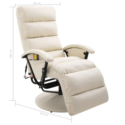 TV Massage Recliner Cream White Faux Leather