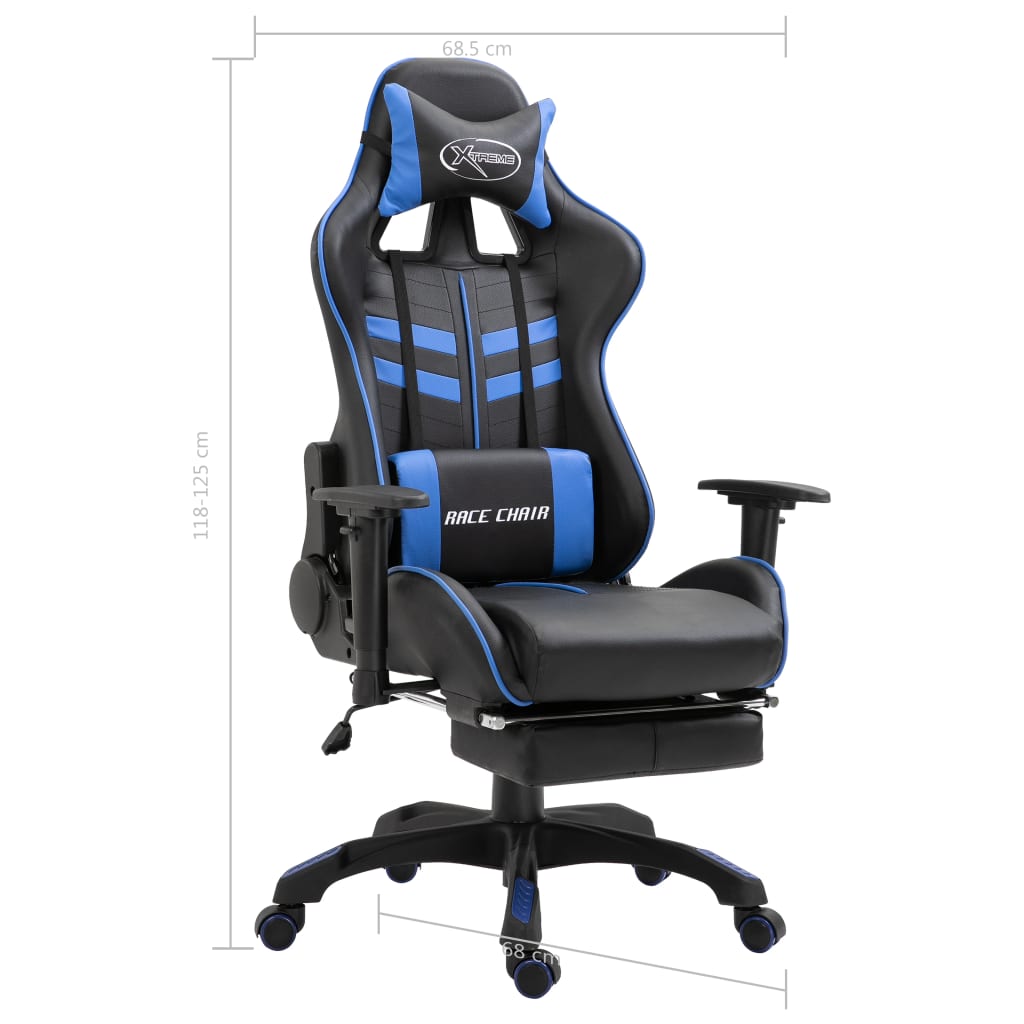 Gaming Chair with Footrest Blue