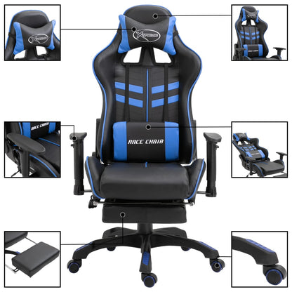Gaming Chair with Footrest Blue