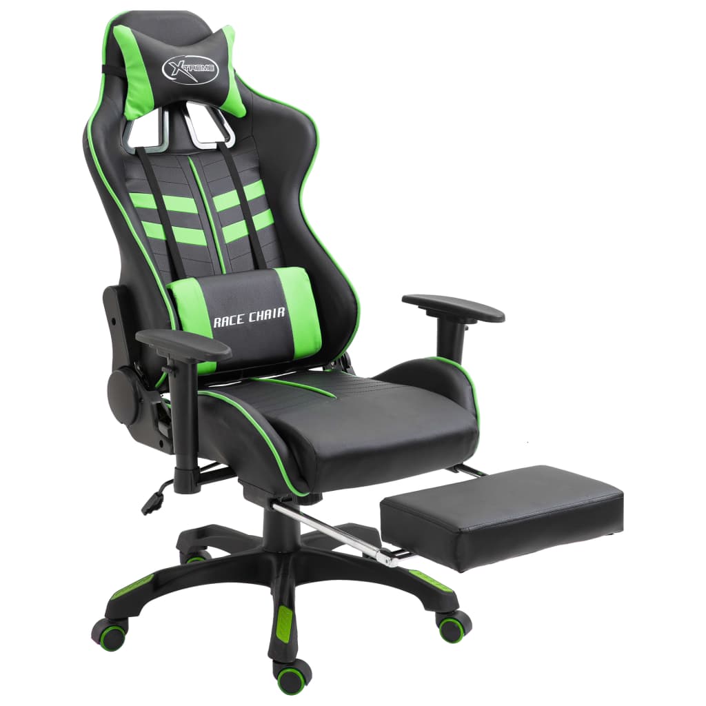 Gaming Chair with Footrest Green