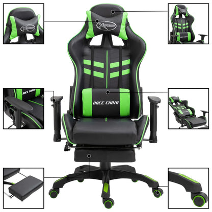 Gaming Chair with Footrest Green