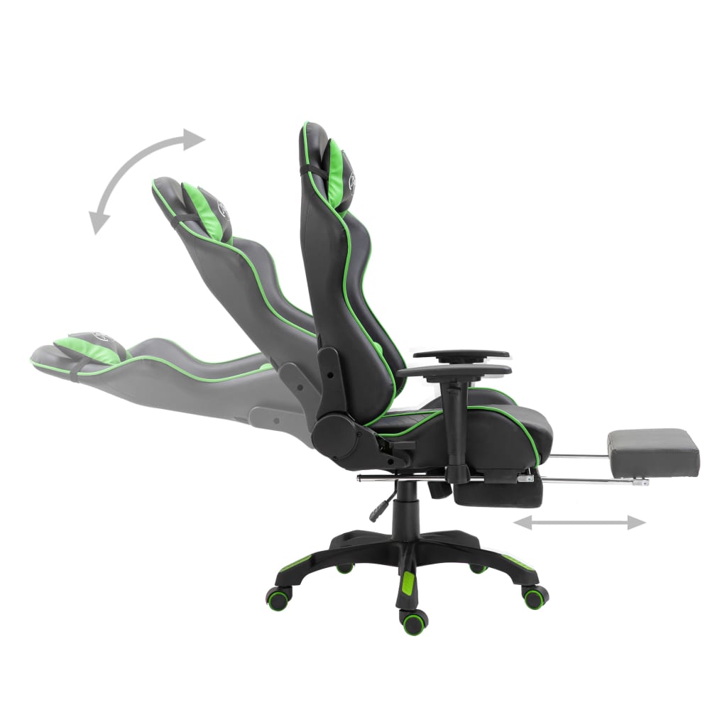 Gaming Chair with Footrest Green