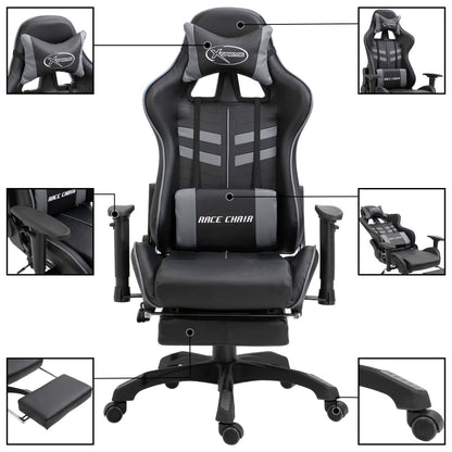 Gaming Chair with Footrest Grey