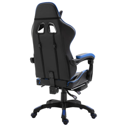 Leather Gaming Chair with Footrest Blue