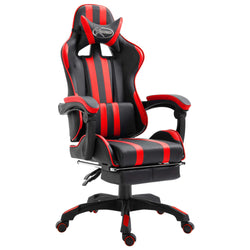 Leather Gaming Chair with Footrest Red