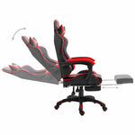Leather Gaming Chair with Footrest Red