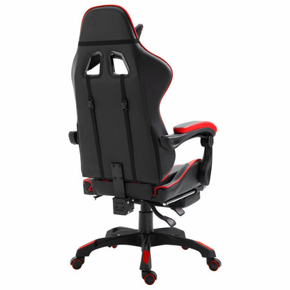 Leather Gaming Chair with Footrest Red