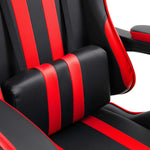 Leather Gaming Chair with Footrest Red