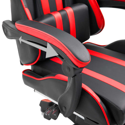 Leather Gaming Chair with Footrest Red