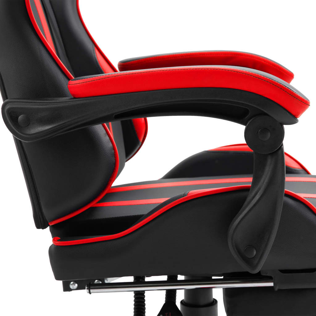 Leather Gaming Chair with Footrest Red