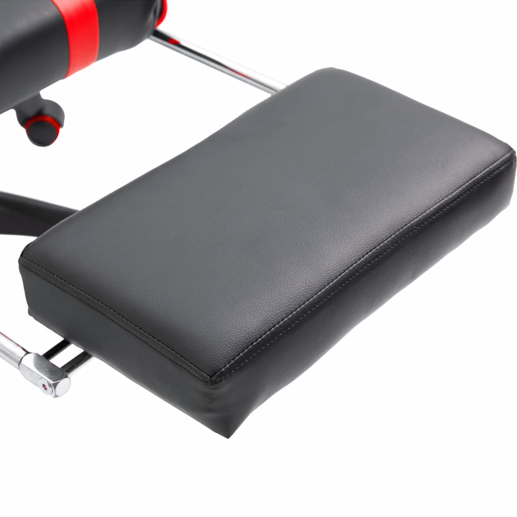 Leather Gaming Chair with Footrest Red