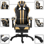 Leather Gaming Chair with Footrest Gold