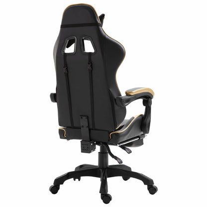 Leather Gaming Chair with Footrest Gold
