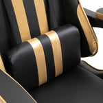 Leather Gaming Chair with Footrest Gold