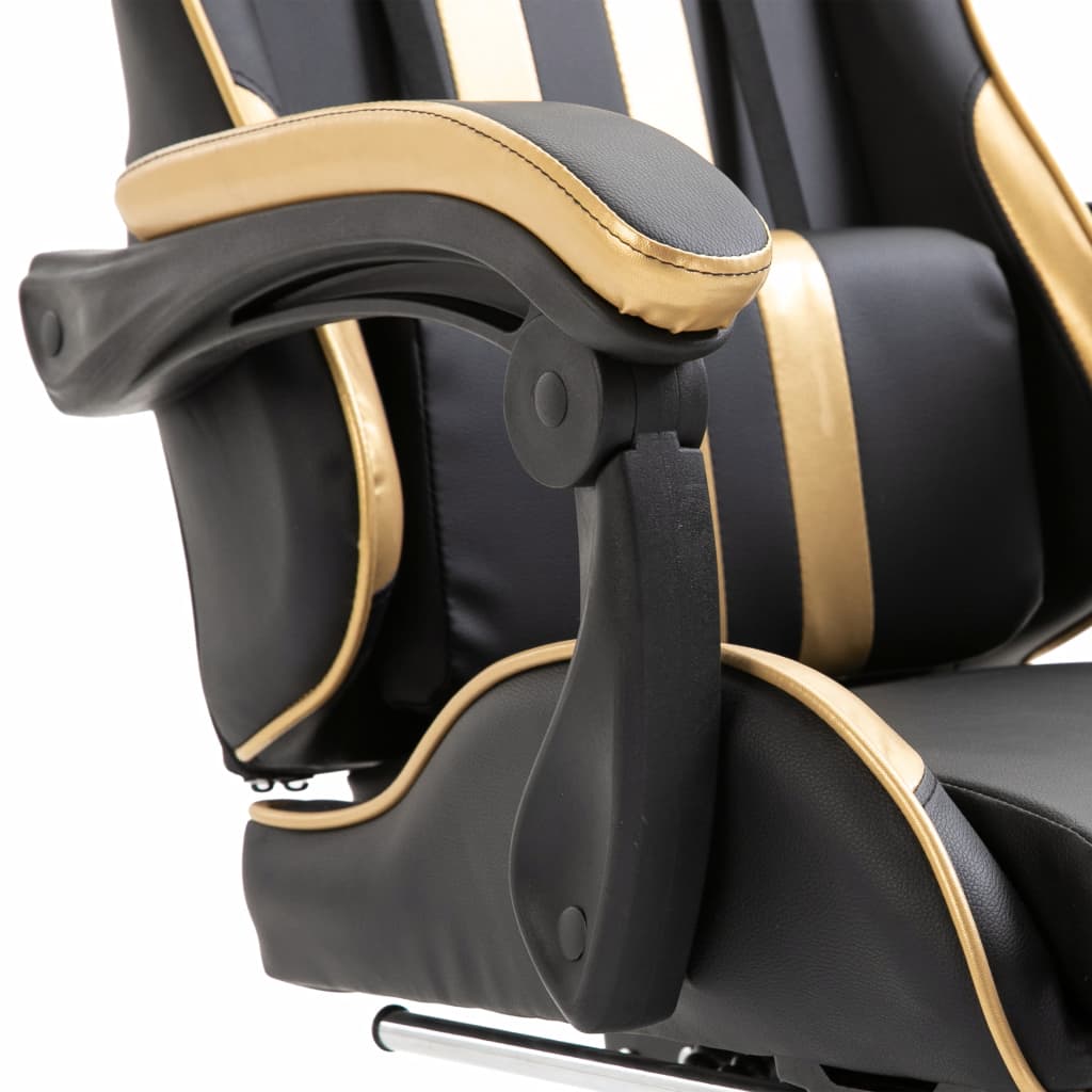 Leather Gaming Chair with Footrest Gold
