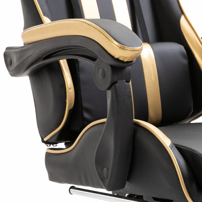 Leather Gaming Chair with Footrest Gold