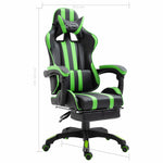 Leather Gaming Chair with Footrest Green