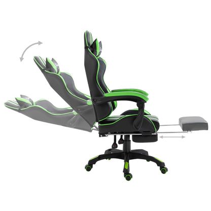 Leather Gaming Chair with Footrest Green