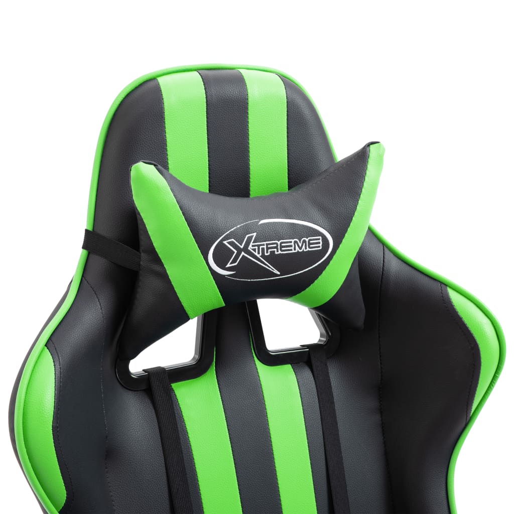 Leather Gaming Chair with Footrest Green